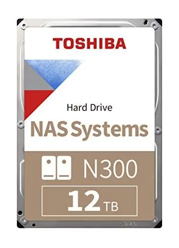 Produktbild: Toshiba 12TB N300 Internal Hard Drive – NAS 3.5 Inch SATA HDD Supports Up to 8 Drive Bays Designed for 24/7 NAS Systems, New Generation (HDWG480UZSVA)