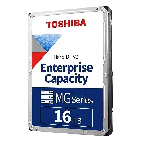 Produktbild: Toshiba 16TB Enterprise Internal Hard Drive – MG Series 3.5' SATA HDD Mainstream server and storage, 24/7 Reliable Operation, Hyperscale and cloud storage (MG08ACA16TE)