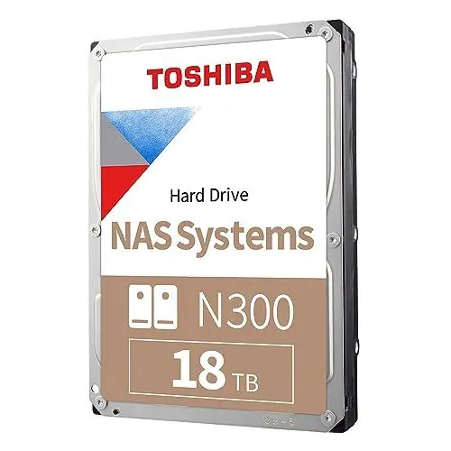 Produktbild: Toshiba 18TB N300 Interne Festplatte - NAS 3,5 Zoll SATA HDD Unterstützt bis zu 8 Laufwerksschächte, Entwickelt für 24/7 NAS-Systeme, Neue Generation (HDWG480UZSVA)