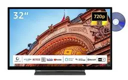 Produktbild: Toshiba 32WD3C63DAW 32 Zoll Fernseher/Smart TV (HD Ready, HDR, Triple-Tuner, DVD-Player, Bluetooth) - Inkl. 6 Monate HD+ (2023)