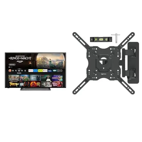 Produktbild: Toshiba 55UF3D63DA 55 Zoll Fernseher/Fire TV & Amazon Basics - Bewegliche TV-Wandhalterung, für Fernseher