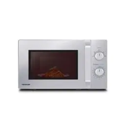 Produktbild: Toshiba Solo-Mikrowelle 20L MW2-MM20PF(SL), Freistehende Mikrowelle, 800W, 5 Leistungsstufen mit praktischer Auftaufunktion, LED-Beleuchtung im Innenraum, Silber