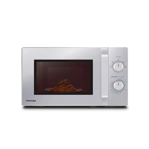 Produktbild: Toshiba Solo-Mikrowelle 20L MW2-MM20PF(SL), Freistehende Mikrowelle, 800W, 5 Leistungsstufen mit praktischer Auftaufunktion, LED-Beleuchtung im Innenraum, Silber