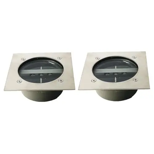 Produktbild: TOSHIN 2er-Set Solar Bodenleuchten Garten 3 LED Solarleuchten Solarlampe Dekoration Lichter IP65 Wasserdichtes Gartenleuchte für Draussen Garten Garten und Terrasse (Eckig, Kaltweiss)