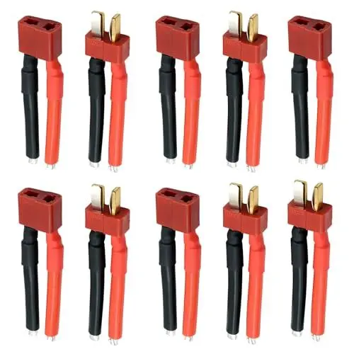 Produktbild: Tosiicop Deans T Stecker Kabel - 5 Paar T Plug Connector Verlängerungskabel mit 40mm 14AWG Silikondraht für RC Lipo Akku FPV Drohne Ferngesteuertes Auto Boot Outdoor-Akku (5 Buchse und 5 Stecker)