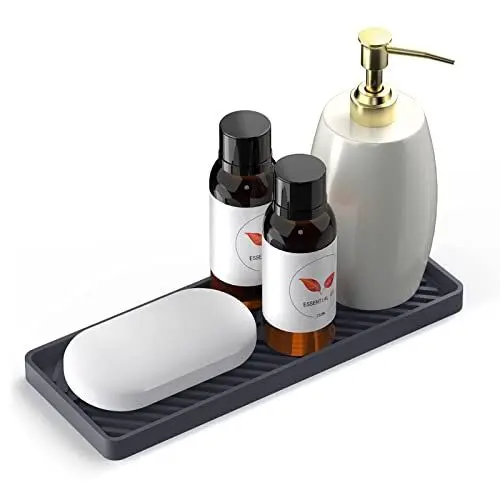 Produktbild: Toski Silikon Abtropfmatte, Silikon Spülbecken Organizer für Küche, Schwarz Küche Schwammhalter, Rutschfester Schwammhalter für die Küchenspüle