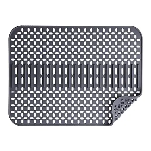 Produktbild: Toski Silikon Spülbeckenmatte, Spülbeckenschutz 43 x 32 cm, Spülbeckenmatte 1 Dicke cm, spülmaschinenfest, hitzebeständig und rutschfest Küchen-Abtropfuntersetzer Schutzeinlage，Dunkelgrau