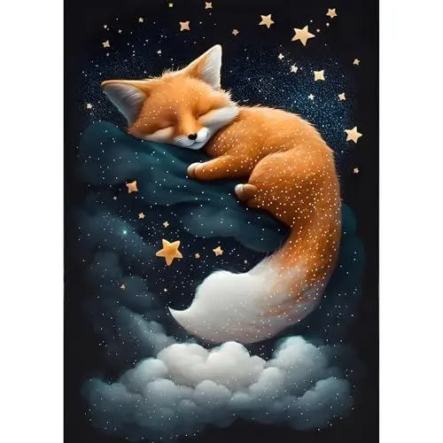 Produktbild: TOSTOG 5D Diamond Painting für Erwachsene,Fuchs und Sterne Diamant Painting Kits Bilder,Diamant Malerei DIY Diamond Painting Bilder Set 30x40cm für Wanddekor