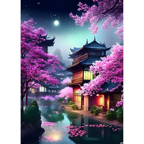 Produktbild: TOSTOG 5D Diamond Painting für Erwachsene,Landschaft Diamant Painting Kits Bilder,Blume Baum Diamant Malerei DIY Diamond Painting Bilder Set 30x40cm für Wanddekor