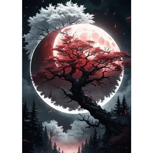 Produktbild: TOSTOG 5D Diamond Painting für Erwachsene,Mond und Baum Diamant Painting Kits Bilder,Diamant Malerei DIY Diamond Painting Bilder Set 30x40cm für Wanddekor