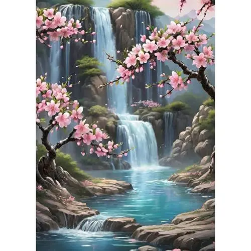 Produktbild: TOSTOG 5D Wasserfall Diamond Painting für Erwachsene,Diamant Painting Kits Bilder,Blumen Diamant Malerei DIY Diamond Painting Bilder Set 30x40cm für Wanddekor