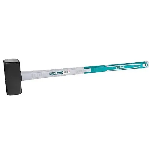 Produktbild: Total Tools - Maurerhammer | 4 kg und 900 mm lang | Ideal für Bauarbeiten | Hohe Schlagfestigkeit | Quadratischer Kopf aus geschmiedetem Kohlenstoffstahl | Griff aus Fiberglas