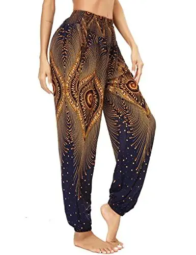 Produktbild: Totatuit 100% Baumwolle Haremshose Damen Yogahose Lang Sommerhose Leicht Sporthose Strandhose Luftige Pumphose Aladinhose für Pilates Yoga