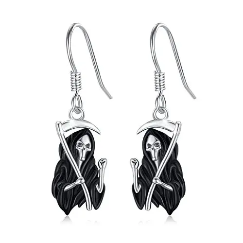 Produktbild: Totenkopf Ohrringe Ohrhänger Halloween Ohrringe 925 Sterling Silber Hypoallergen Schmuck Geschenk für Frauen Mädchen (Totenkopf Ohrringe)
