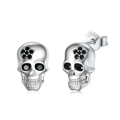 Produktbild: Totenkopf Ohrringe Silber 925 Totenkopf Geschenke Ohrstecker Halloween Ohrringe Gothic Geschenke für Unisex Damen Mädchen Teenager Frauen