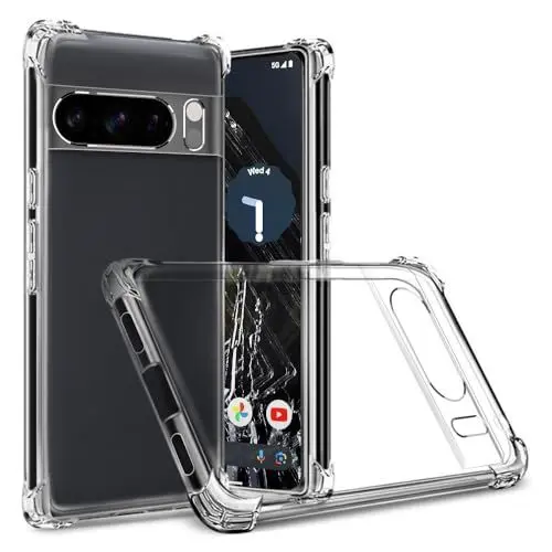 Produktbild: Totill Hülle für Google Pixel 8 Pro, Durchsichtig Schutzhülle mit Weiche Silikon Handyhülle, Transparent Bumper Case Cover, mit dem kabellosen Laden kompatibel, Handyhalterung Fahrrad,