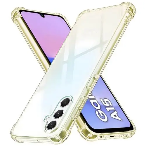 Produktbild: Totill Hülle für Samsung Galaxy A15, Durchsichtig Schutzhülle mit Weiche Silikon Handyhülle, Transparent Bumper Case Cover, mit dem kabellosen Laden kompatibel, Handyhalterung Fahrrad