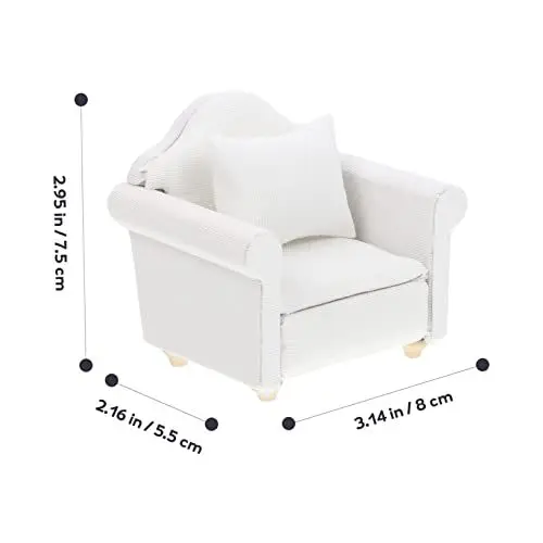 Produktbild: Totority 2 STK Puppenstuben-einzelsofa Mit Kissen Puppenhaus Spielzeug Miniatur-simulationssofa Puppenhaus-Miniatur-Sofa Mini-Sofa Aus Holz Baumwolle Hölzern Weiß Ornamente Individuell