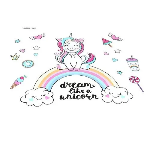Produktbild: Totority Abnehmbares PVC Wandtattoo Aufkleber Wandtattoos Wandtattoo Hause Einhorn-tapete Hintergrund Wasserfestes Wandtattoo