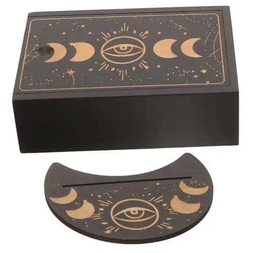 Produktbild: Totority Holztablett 1 Satz Tarot-Karten-Box Altarbrett Aus Holz Tarot-andenkenbox Mondphasen-tarotkartenständer Weissagungs-Tarot-Halter Tarotkarten-Organizer Hölzern Souvenir-Box