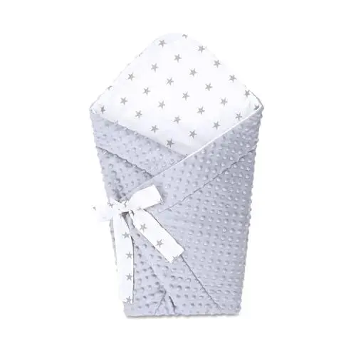 Produktbild: Totsy Baby Stillkissen klein Baumwolle Hörnchen 80x80 cm - stillhörnchen kleines still Kissen Nursing Breastfeeding Pillow für unterwegs Baumwolle mit Weiß – Minky Grau