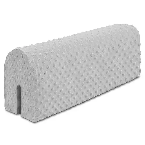 Produktbild: Bettkantenschutz für Kinderbetten 90 cm - Schutz für Bettrahmen Baby Bett rausfallschutz für boxspringbett bettgitter mit Bezug Kantenschutz Kinder Babybett Hellgrau