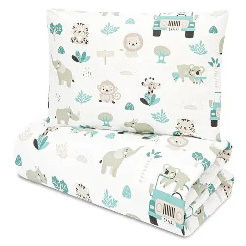 Produktbild: Kinder Bettdecke ohne Bezug 100x135 cm - Baumwolle Baby Decke und Kissen Set Kinderdecke 100 x 135 und Kopfkissen 60 x 40 - Bettdecken Kinderbettdecke für Babybett Afrika