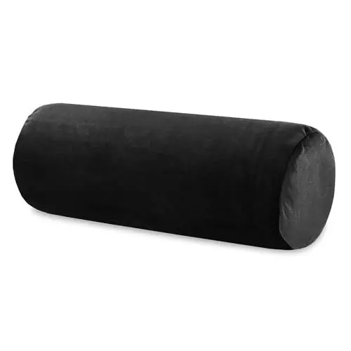 Produktbild: Totsy Baby Nackenrolle mit Bezug Yoga Bolster Knierolle Lagerungsrolle Velvet 40x15 cm - Nackenkissen Kissenrolle Yogabolster Kniekissen Zierkissen und kleines Kissen Lange Rolle Schwarz
