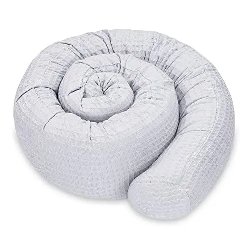 Produktbild: Totsy Baby Seitenschläferkissen Bettschlange Body Pillow 150 cm Baumwolle Waffel- Kopfkissen lang Bettrolle Schlafkissen Nackenrolle Kissen Grau