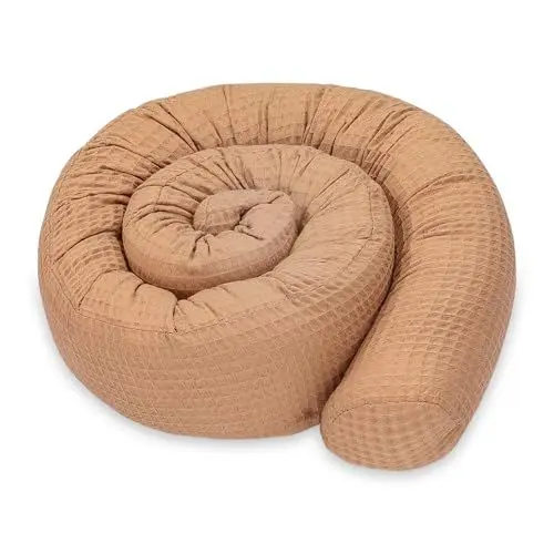 Produktbild: Totsy Baby Seitenschläferkissen Bettschlange Body Pillow 200 cm Baumwolle Waffel- Kopfkissen lang Bettrolle Schlafkissen Nackenrolle Kissen Braun