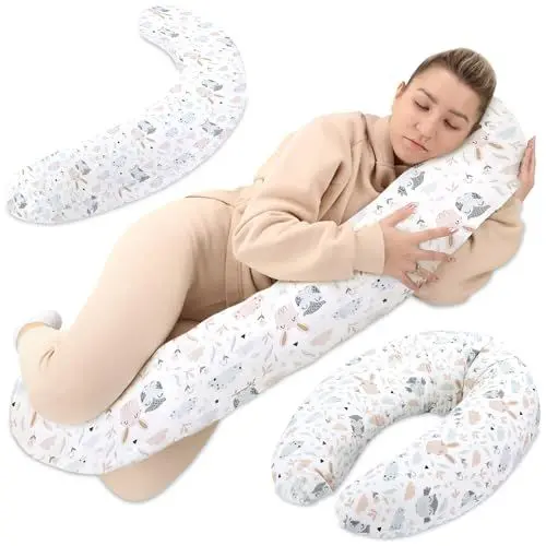 Produktbild: Totsy Baby Stillkissen XXL Seitenschläferkissen Baumwolle - Schwangerschaftskissen Lagerungskissen Erwachsene 190 cm Eulen