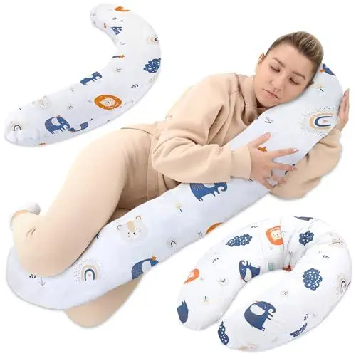 Produktbild: Totsy Baby Stillkissen XXL Seitenschläferkissen Baumwolle - Schwangerschaftskissen Lagerungskissen Erwachsene 190 cm Regenbogen