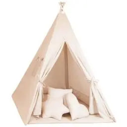 Produktbild: Totsy Baby Tipi Zelt für Kinder Spielzelt Tippi Kinderzelt Kinderzimmer Teepee Indianerzelt Outdoor Indoor Modell 2 mit Spielmatte und 3 Kissen Aprikosenfarbe