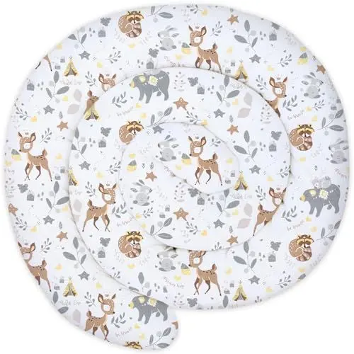 Produktbild: Totsy Baby XXL Bettschlange Bettkissen Stillkissen Bettrolle Bettkantenschutz Zierkissen Bettumrandung Schlange XL Handmade Braun mit Hirsch 200 cm