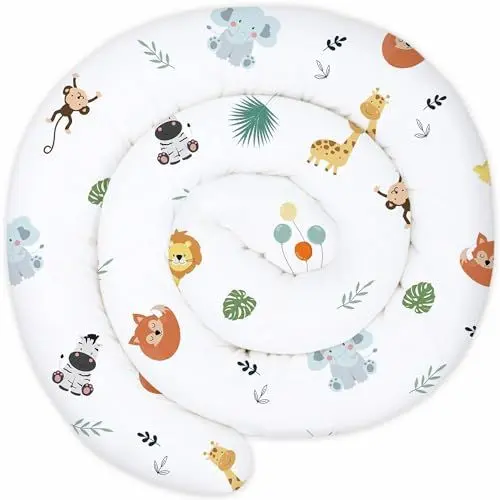 Produktbild: Totsy Baby XXL Bettschlange Bettkissen Stillkissen Bettrolle Bettkantenschutz Zierkissen Bettumrandung Schlange XL Handmade Safari 150 cm Oeko-Tex-Zertifikat