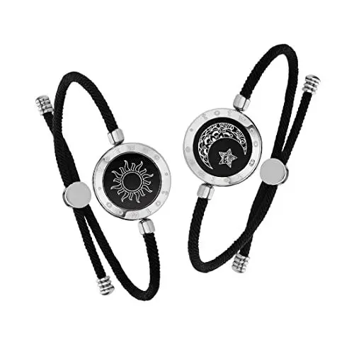 Produktbild: TOTWOO Pärchen Armband Paar Geschenke | Partnerarmbänder mit Berührung Vibration Aufleuchten Bluetooth | Geschenke zum Valentinstag für lange Distanzen für sie Mutter Freundin - Silber