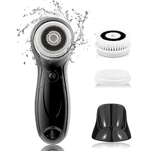 Produktbild: TOUCHBeauty Elektrische Gesichtsreinigungsbürste für Männer, Wasserdichte Gesichtsbürste mit Stand & 3 Drehbare Bürstenköpfen, 2 Geschwindigkeit, Wasserdicht, Batteriebetrieben, Schwarz AG-0759M