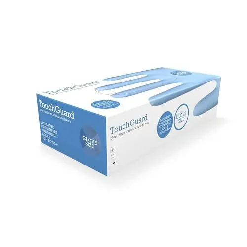 Produktbild: TouchGuard Blue Einweg-Nitrilhandschuhe, Puderfrei und Latexfrei, Karton mit 200 Stück, Größe S