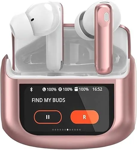 Produktbild: Touchscreen Bluetooth Kopfhörer, In Ear Kopfhörer Kabellos Bluetooth 5.4 mit ANC+ENC Noise Cancelling Mic, 48Std Immersiver Tiefer Bass Earbuds mit 5 EQ-Modi, IP7 Wasserdicht Ohrhörer, USB-C Roségold