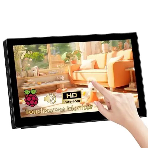 Produktbild: Touchscreen Portable Monitor 7 Zoll Kleiner Tragbarer Monitor Mini Monitor HD 1024 x 600P IPS Bildschirm, Kleiner Bildschirm für Laptop Xbox PS3 Ras Pi