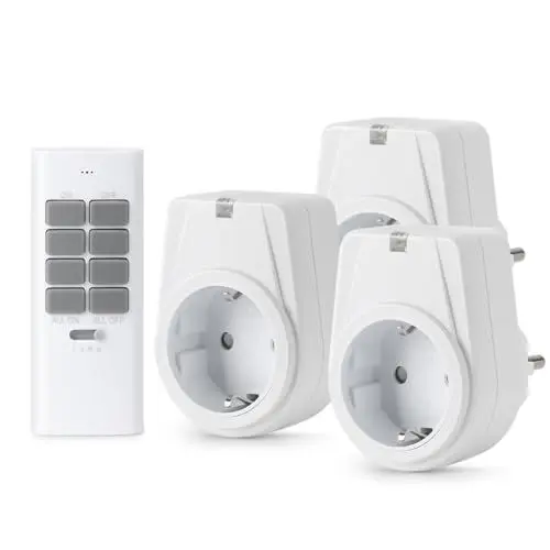 Produktbild: TOUCHXEL Funksteckdosen mit Fernbedienung 3500W x 3er Funksteckdosen mit 1er Fernbedienung,12 Kanal Programmierbar Funksteckdosen Set, Programmierbar, Reichweite 30m,Weiß