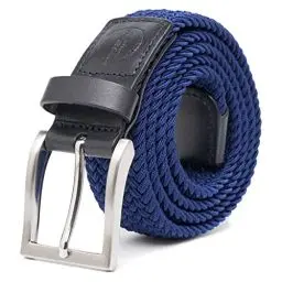 Produktbild: TOUGERJOY Herren Stretch Gürtel, gewebte elastische geflochtene Web Gürtel Casual für Golf Jagd Hosen Jeans,Marine 95 CM Gesamtlänge