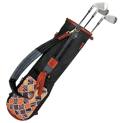 Produktbild: Tourbn TOURBON Große Sunday Golftasche, Segeltuch und Leder, Golf-Reiseetui für Männer und Frauen, Schwarz, 83*20*20cm
