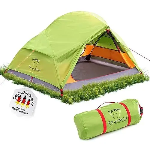 Produktbild: Tourbold Zelt 2 Personen | Tourbude II | kleines Packmaß | Ultraleicht | wasserdicht | großes Innenzelt | Doppelschichtzelt | Trekking | Radfahren | Kanutour | Festival | Camping