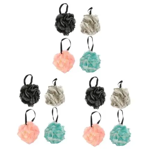 Produktbild: TOVINANNA 12 Stück Badekugel Badekörper Hautreiniger Badreinigung Schrubber Duschschrubber Reinigungskugel Luffa Bad Luffa Bad Hautreinigungswerkzeug Duschluffa Kleiner Badeball