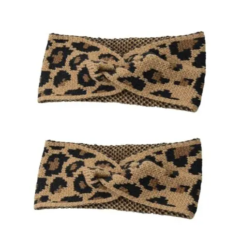 Produktbild: TOVINANNA 2stücke Leopardenmuster Strick-stirnband Für Damen Breites Warmes Und Bequemes Haarband Mit Einzigartigem Design Für Winter Und Tägliche Freizeitaktivitäten