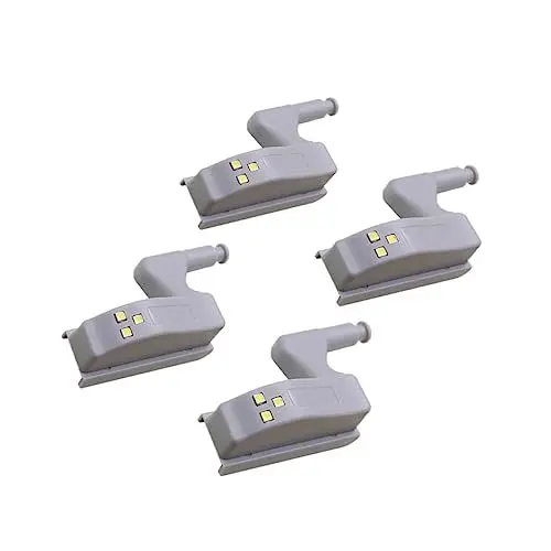 Produktbild: TOVINANNA 4 Stück LED-Lichtscharnier LED-Schrankbeleuchtung schränke scharniere schrank scharnier licht Türbeschlag Gelenk LED-Schrankleuchten Scharnierleuchten für Schrank LED-Scharnier Abs