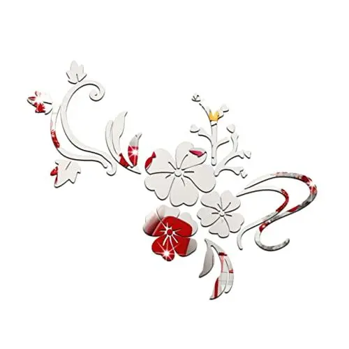 Produktbild: TOVINANNA Aufkleber Kristalldekor wandtattoo Spiegel selber Machen Wandmalereien Abnehmbare Blumenwandtattoos spiegelfliesen Applikationen Wandschmuck Blumenrebe 3D Acryl dekorativer Spiegel