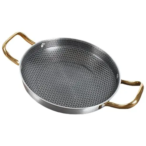 Produktbild: TOVINANNA Bratpfanne Aus Edelstahl Paella-kochpfanne Spanische Paella-pfanne Chinesische Wabenpfanne Bratpfanne Umrühren Tiefe Bratpfanne Restaurantpfanne Wok 26c Haushalt Rostfreier Stahl