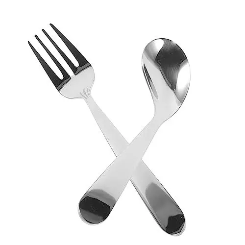 Produktbild: TOVINANNA Gewichtetes Besteck Für Hand Kleiner Löffel Aus Abgewinkelte Handgabel Ergonomischer Löffel Abgewinkeltes Hilfsgeschirr Für Behinderte